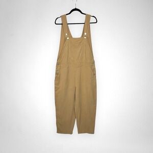 TASHA POLIZZI Tan‎ Wide Leg Cropped Overalls Jumpsuit S